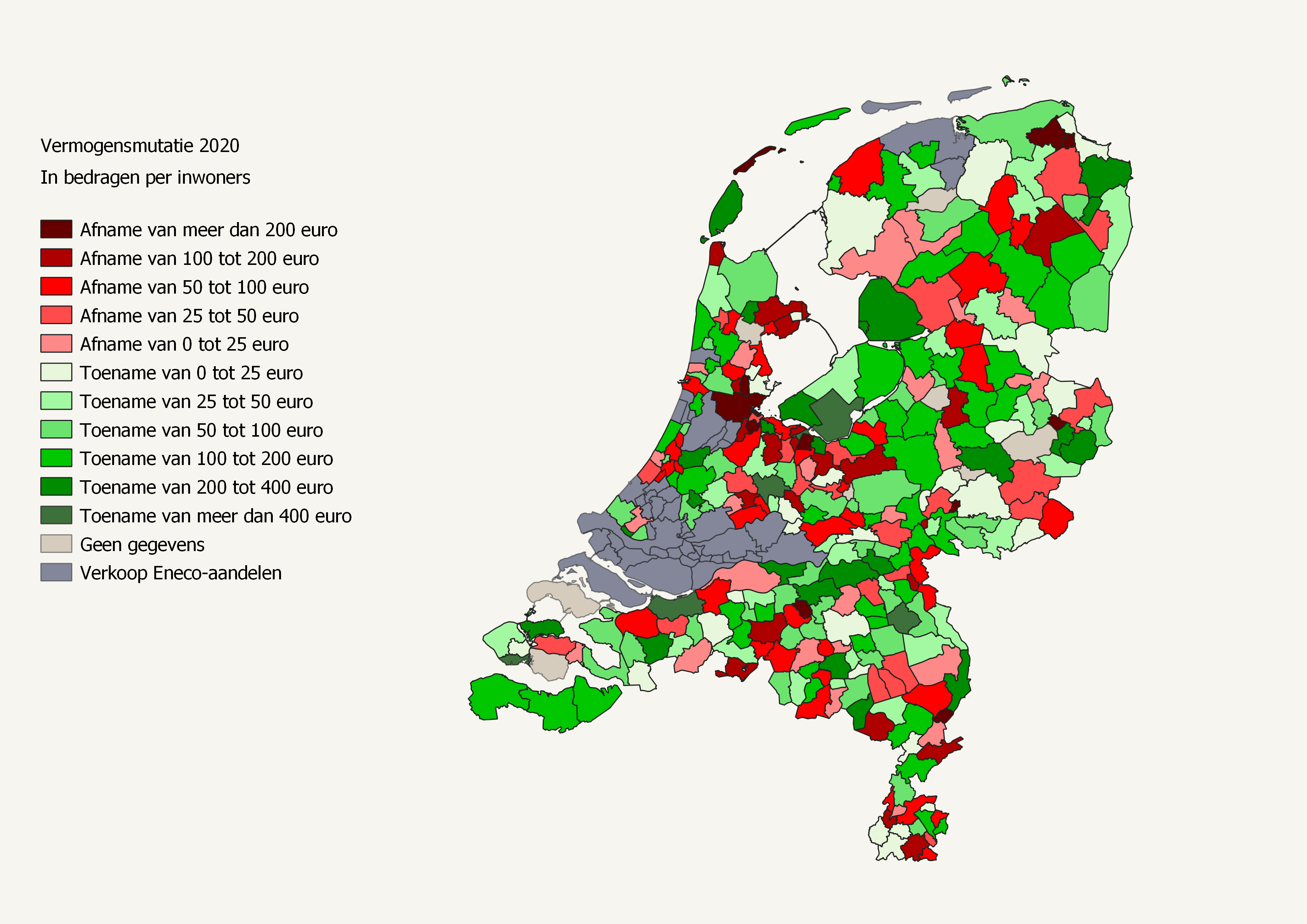 Afbeelding van de vermogensmutatie 2020 Nederlandse gemeenten